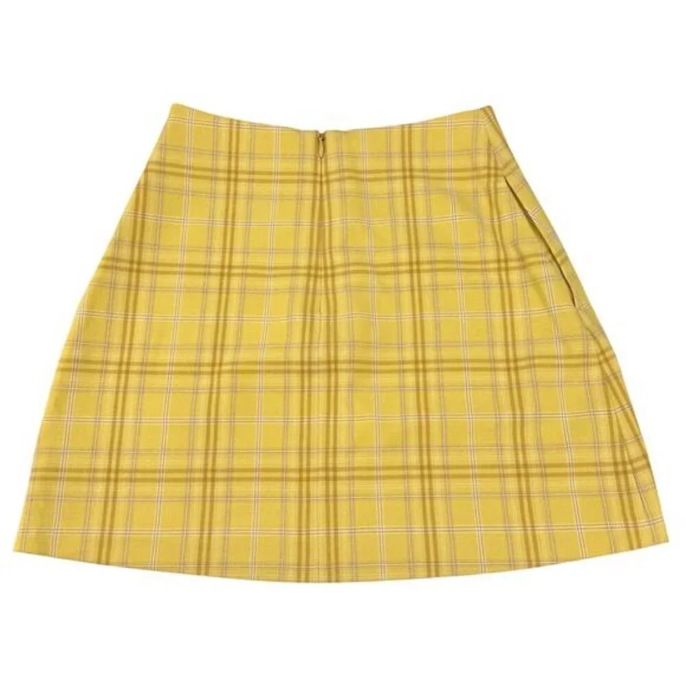 WILFRED Aritzia Renee Plaid Mini Skirt Sz 00 Yellow - Picture 7 of 7
